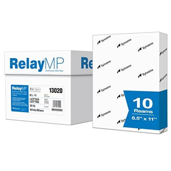 Picture of 8.5x11 20# WHITE RELAY MP SMOOTH COPY PAPER 5,000/CTN, 13020